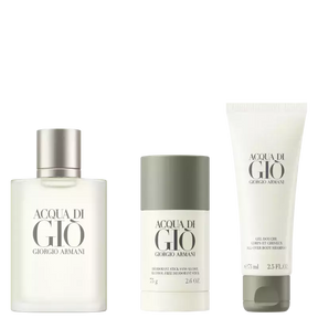 Conjunto Acqua di Giò Giorgio Armani Masculino - Eau de Toilette 100ml + Desodorante 75g + Gel de Banho 75ml